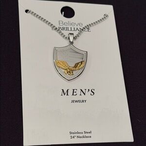 Believe by Brilliance Men's Silver and Gold Necklace